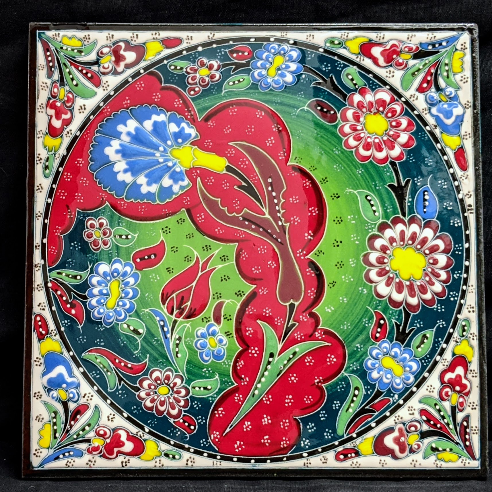 50 4"x8" Raised Iznik Carnation & Daisy Pattern Ceramic Tile Border 