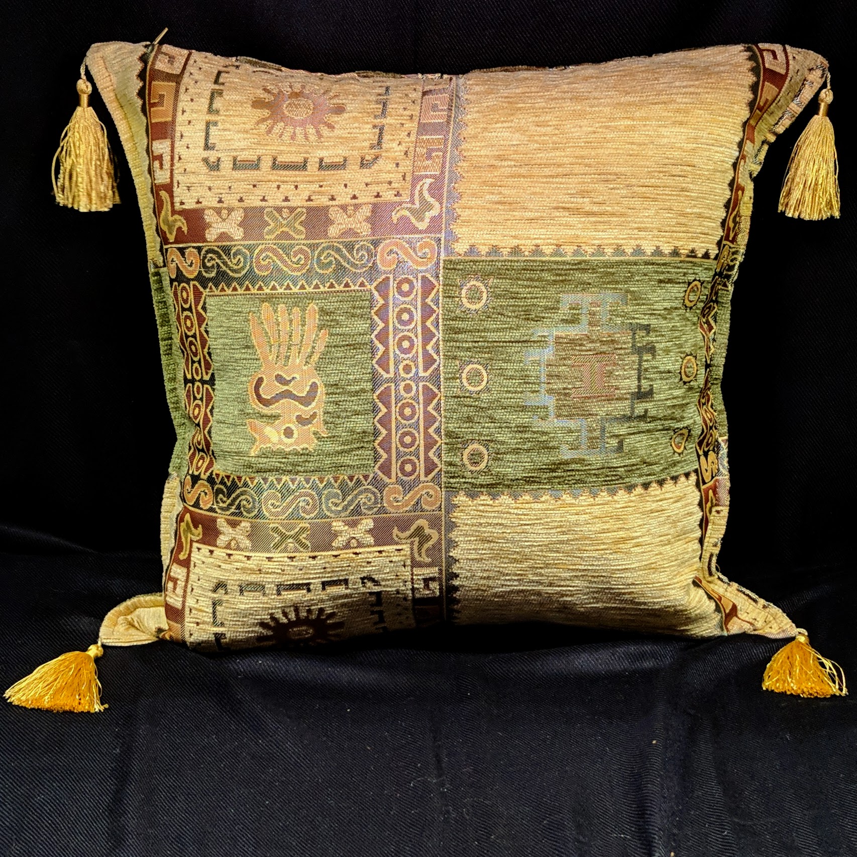 16 Inch Square Pillowcase Pillow Covers Cotton Acrylic Paneled Design